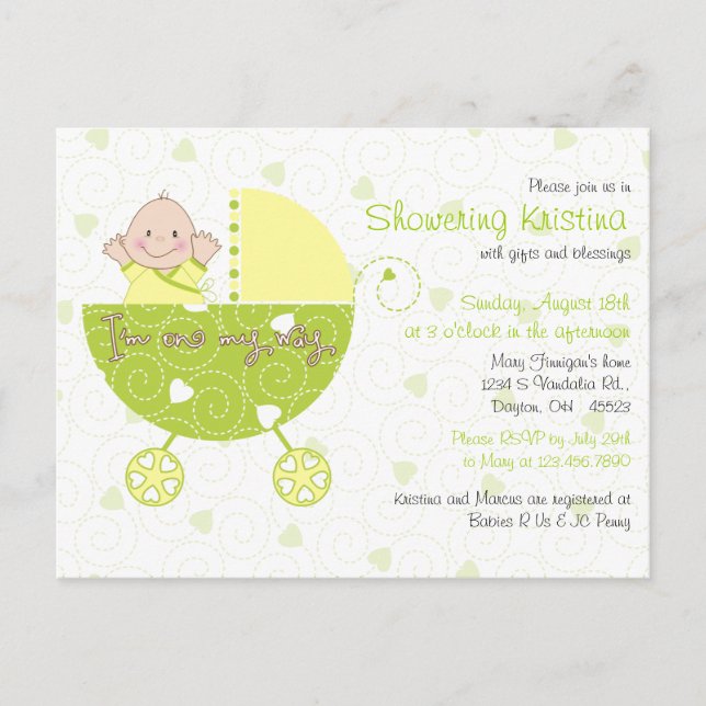 Invitation baby shower pour le transport inconnu p (Devant)