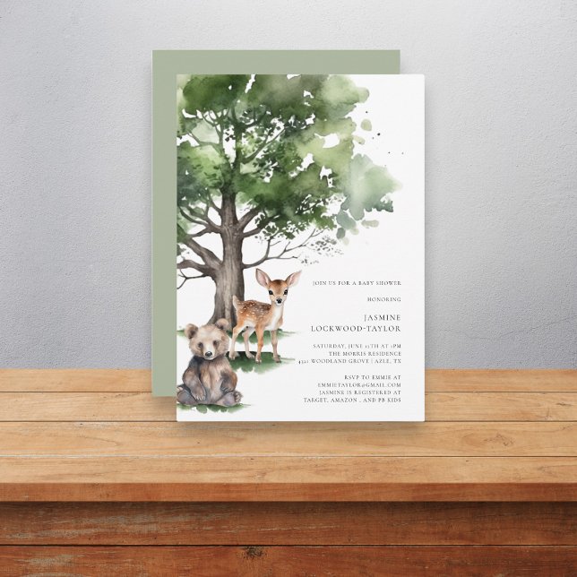 Invitation baby shower pour les animaux forestiers (Créateur téléchargé)