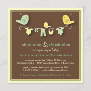 Invitation Baby shower pour les couples d'oiseaux 