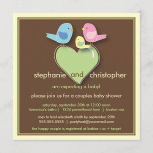 Invitation Baby shower pour les couples d'oiseaux