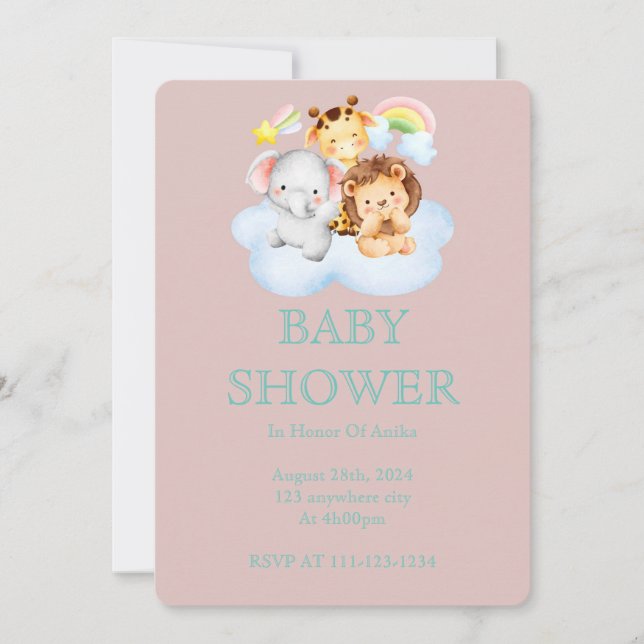 INVITATION baby shower POUR LES FILLES (Devant)
