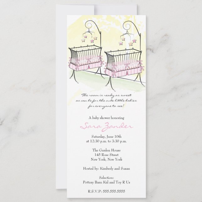 Invitation Baby shower pour les jeunes filles - Bé (Devant)