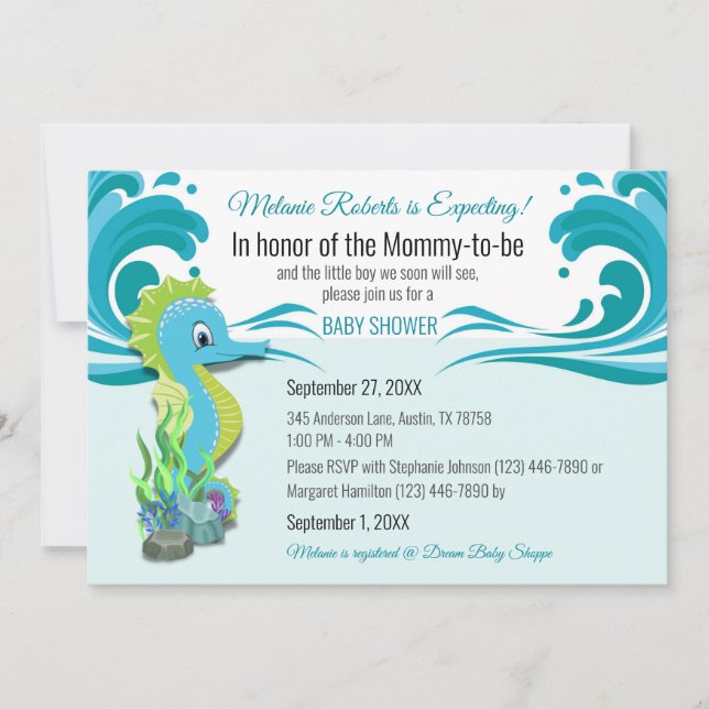 Invitation baby shower pour maman-to-be attend gar (Devant)