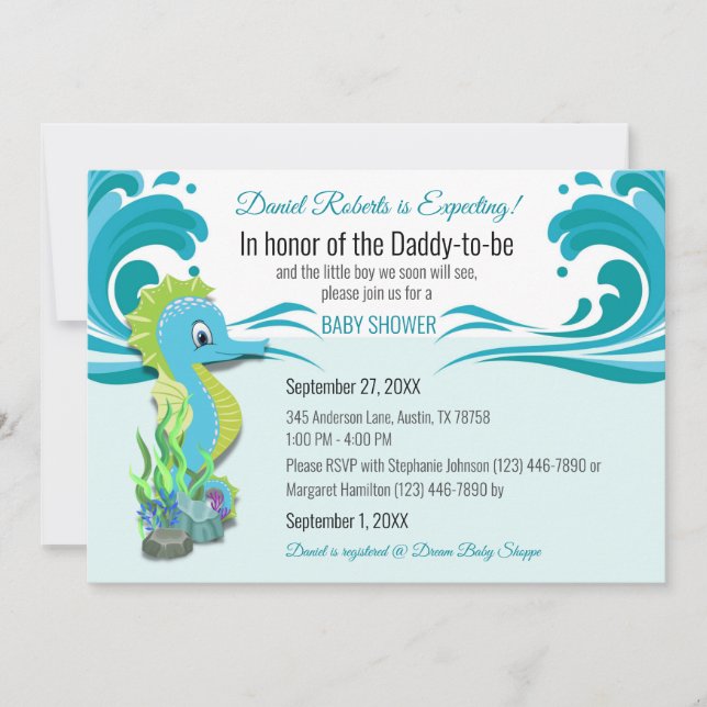 Invitation baby shower pour papa-to-be attendu gar (Devant)