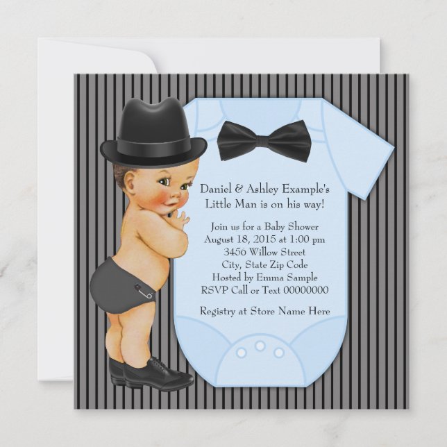Invitation Baby-Shower pour Petit Garçon (Devant)