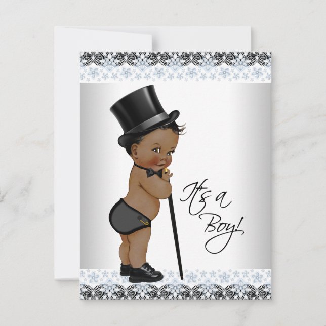 Invitation Baby Shower pour Petit Garçon de Couleur (Devant)