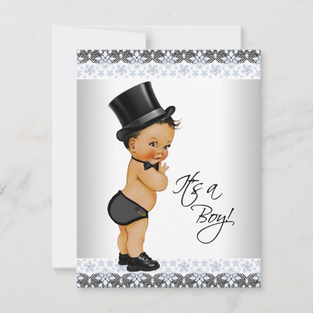 Invitation Baby Shower pour Petit Garçon de Couleur (Devant)