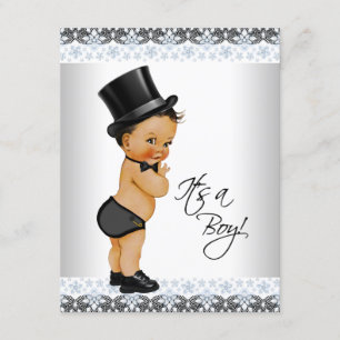 Invitation Baby Shower pour Petit Garçon de Couleur