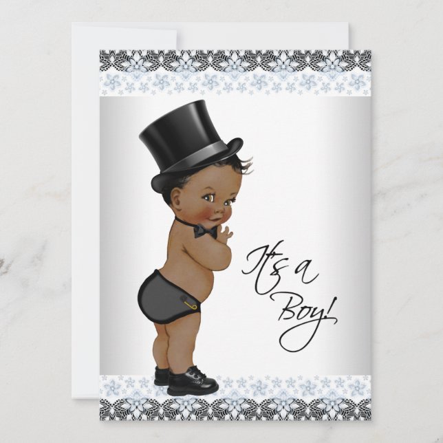 Invitation Baby Shower pour Petit Garçon de Couleur (Devant)