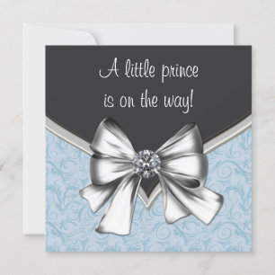Invitation Baby Shower pour Petit Garçon Noir et Bleu