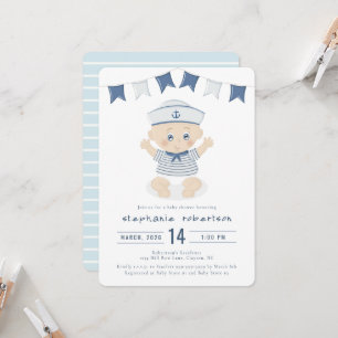 Invitation Baby-Shower pour Petit Garçon sur le Thème Marin