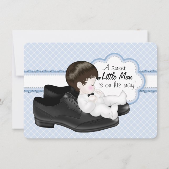 Invitation Baby Shower pour Petit Homme les Chaussures de Pap (Devant)
