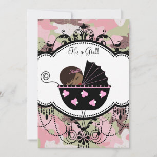 Invitation Baby Shower pour petite fille afro-américaine avec