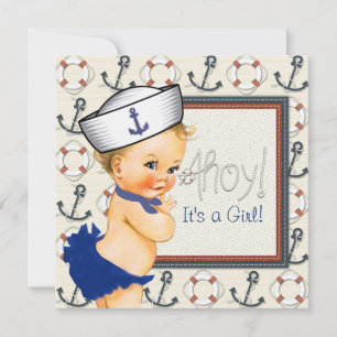 Invitation Baby shower pour petite fille nautique