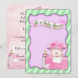 Invitation Baby shower pour petite fille rose