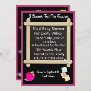 Invitation Baby shower pour un enseignant avec des