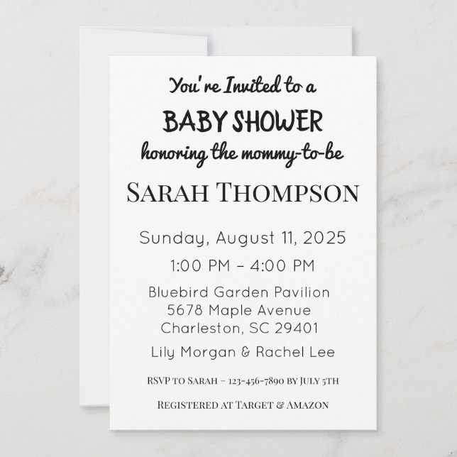 Invitation baby shower pour un garçon (Devant)