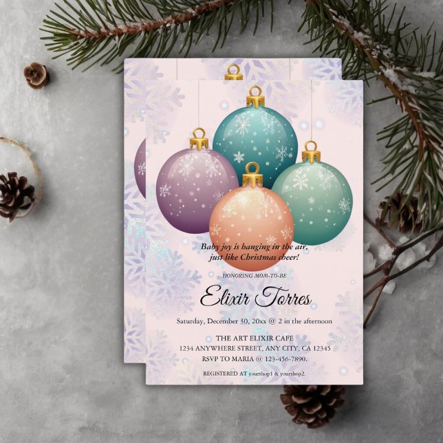 Invitation Baby Shower pour un Noël pastel moderne (Créateur téléchargé)
