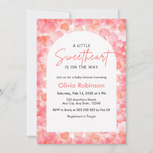 Invitation Baby Shower pour un Petit Chéri Rose et Rouge 