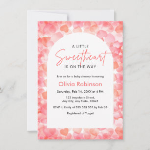 Invitation Baby Shower pour un Petit Chéri Rose et Rouge 