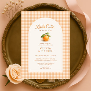 Invitation Baby Shower pour un Petit Chou Orange à Carreaux