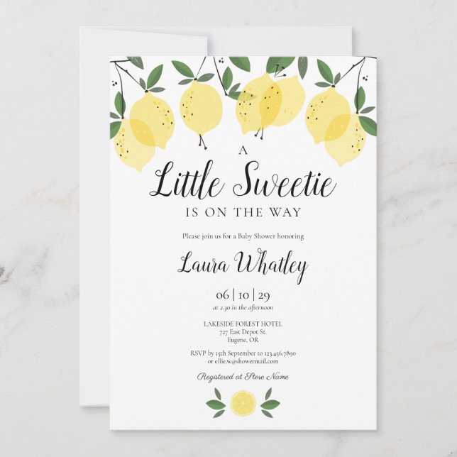 Invitation Baby Shower pour un Petit Citron Mignon (Devant)