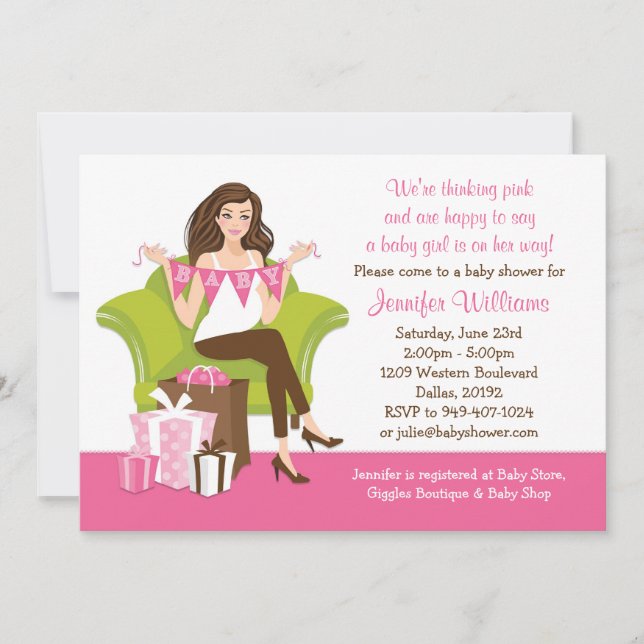 Invitation Baby shower pour une fille (Devant)