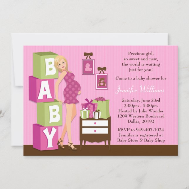 Invitation Baby shower pour une fille (Devant)