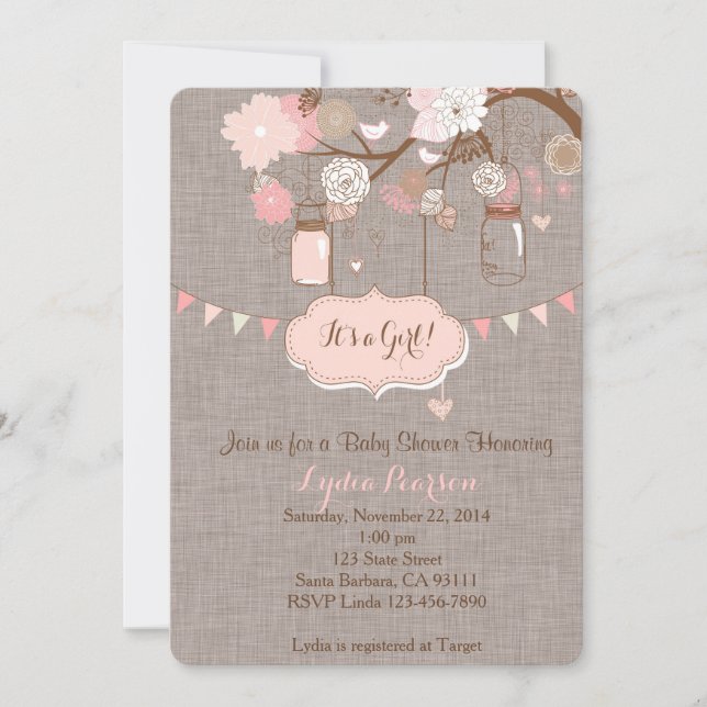 Invitation Baby shower pour une fille avec Mason J (Devant)
