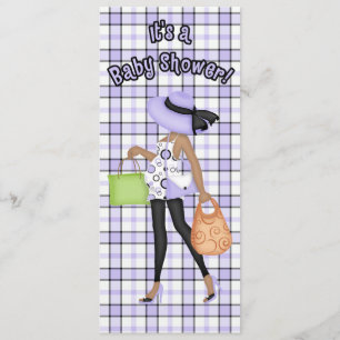 Invitation Baby shower pourpre et noir (version peau foncée)