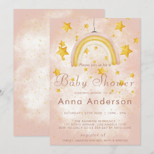 Invitation Baby Shower Poussière Magique Étoiles Dorées Arc-e
