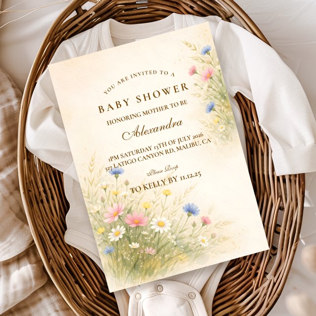 Invitation Baby Shower Prairie Fleurie de Printemps (Créateur téléchargé)