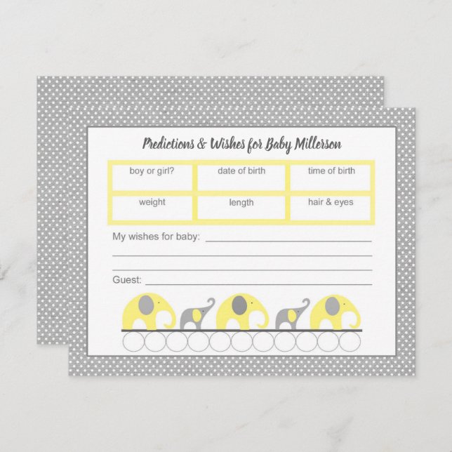 Invitation Baby shower Prédictions et souhaits - neutre (Devant / Derrière)