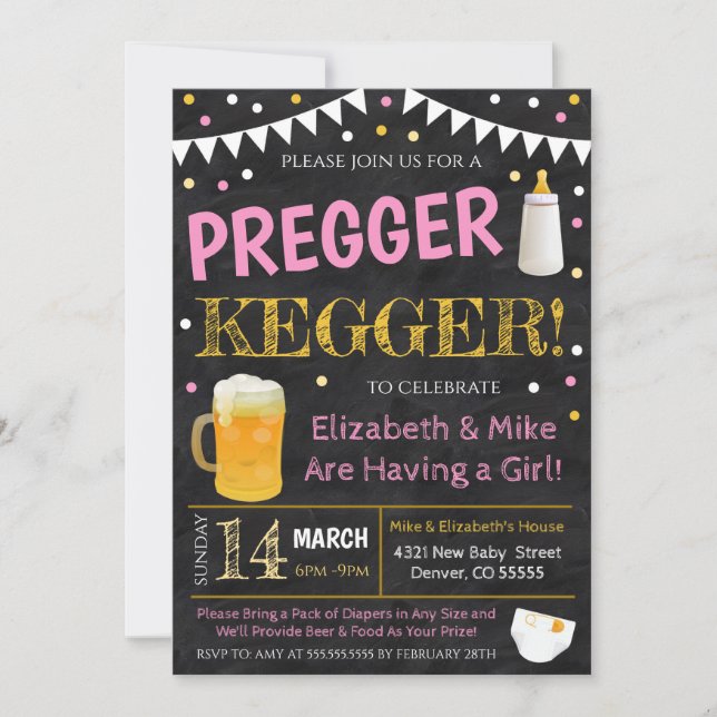 Invitation Baby shower Pregger Kegger (Devant)