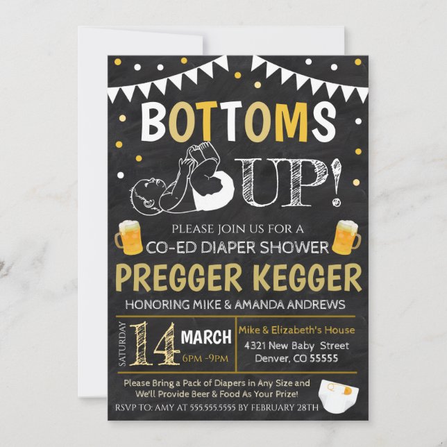 Invitation Baby shower Pregger Kegger (Devant)
