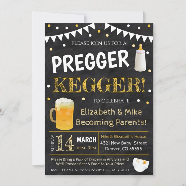 Invitation Baby shower Pregger Kegger (Devant)