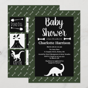 Invitation Baby shower préhistorique de dinosaures