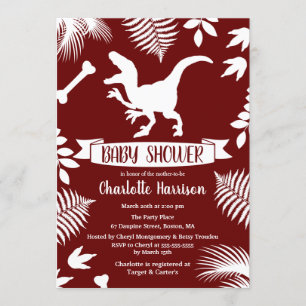 Invitation Baby shower préhistorique de Raptor Dinosaur