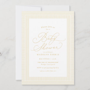 Invitation Baby shower prépa rayé seersucker jaune