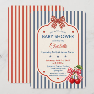 Invitation Baby-Shower Préparatoire Américaine   Gingham Rayu