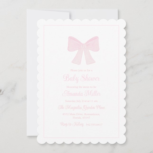 Invitation Baby shower préppin rose (Devant)