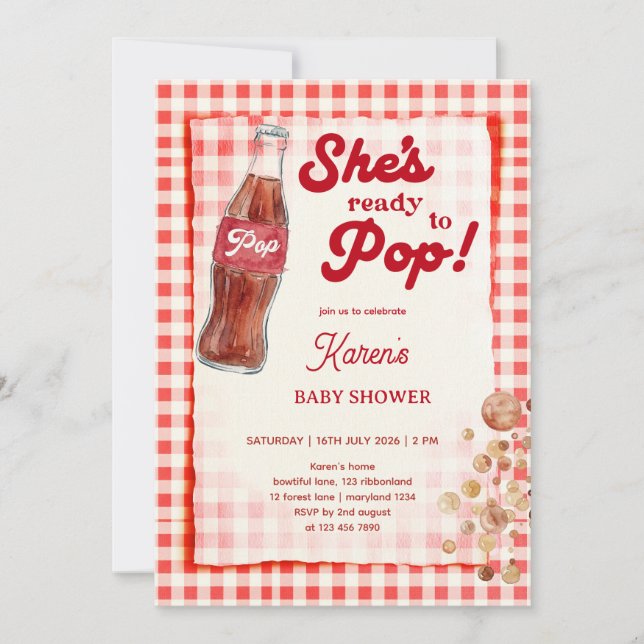 Invitation Baby Shower Prête à éclore, Thème Soda (Devant)