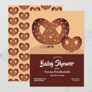 Invitation Baby shower Pretzel Brown Foodie mignonne Carton