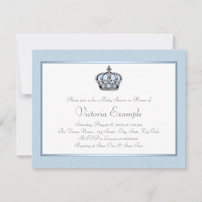 Invitation Baby Shower Prince Bleu et Blanc (Devant)
