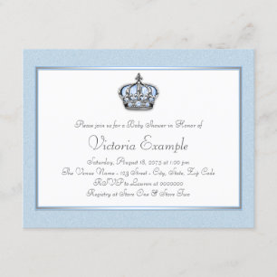 Invitation Baby Shower Prince Bleu et Blanc