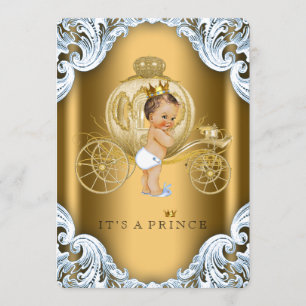 Invitation Baby shower Prince des Portes Bleues et Or