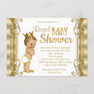Invitation Baby Shower Prince en or