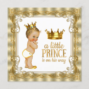Invitation Baby Shower Prince en or