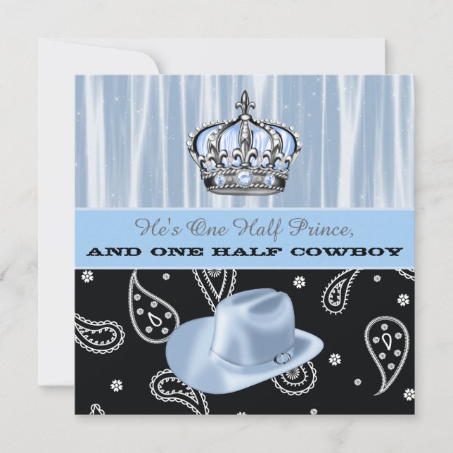 Invitation Baby shower Prince et Cowboy (Devant)