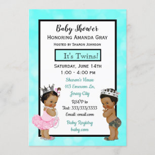 Invitation Baby shower Prince et Princess Twins